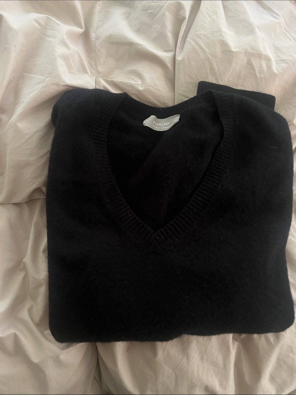 Everlane Black Cashmere V-Neck Sweater